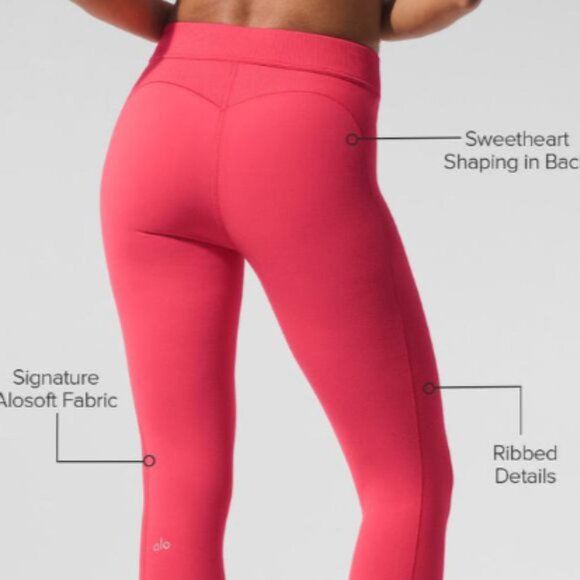 Alo Alosoft High-Waist 7/8 Relay Legging & Bra Set - Candy Red/White - Picture 3 of 8